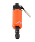 Badass Compact Pneumatic Air Die Grinder With Straight Grip And Ultra Low Vibration For Smooth Polishing Deburring And Sanding Jobs, orange alloy body.