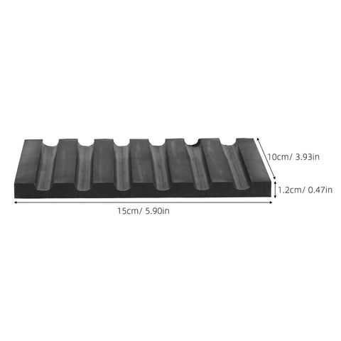 High Temp Silicone Heat Press Pen Mat 6x4 inch with 6 slots, flat pad side view with dimensions, nonstick crafting tool