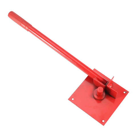 Tubing Bending Hand Tool With Straight Jaw Pliers For Ductwork And Building Projects, red metal construction, side view.