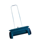 Blue Hand Push Seed Spreader For Lawn And Garden, Walk Behind Drop Spreader Tool, lightweight PP, long handle, smooth wheels