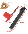 Lathe And CNC Threading Tool Set With 12Mm Holder And 16ER AG60 Inserts, showing dimensions and components for precise thread cutting.