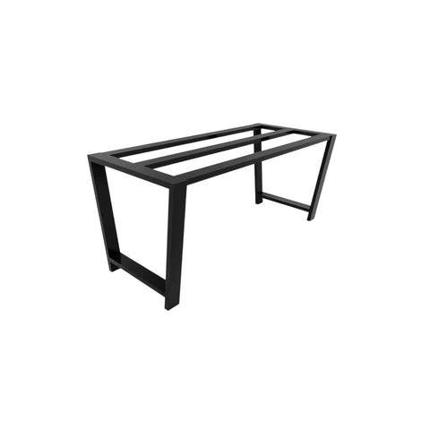 Industrial Heavy Duty Metal Table Base For Granite Quartz Glass Tops, Sturdy 28 Inch Height, black frame, angled view