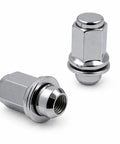 Close-up of 24 Pack Six Lug Nuts For Toyota Lexus Factory Alloy Wheels 14x1.5 Thread Size Closed End With Built In Washer And Thirteen Sixteenth Inch Hex Fits Chevy GMC Cadillac Trucks on white background