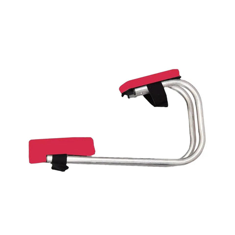 Garden Knee Seat Kneeler Stool With Strap, side view showing metal frame and red EVA knee pad