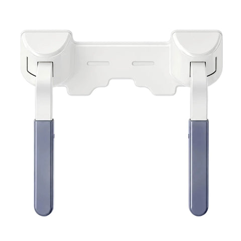 Heavy Duty Carbon Steel Toilet Safety Rails With Rock Solid Grab Bars For Seniors Bathroom Standing Assist Support Frame And Solid Armrest Setup That Handles Two Sixty Pounds Without Breaking A Sweat, white grab bars with adjustable armrests.