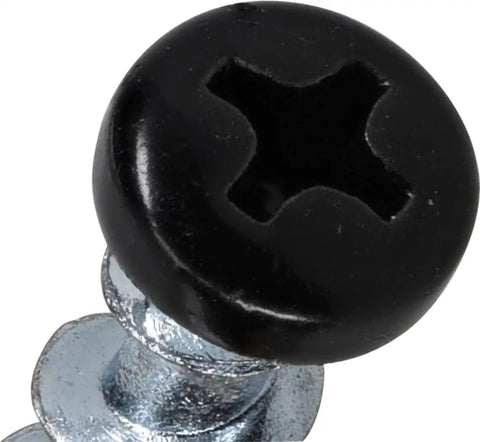 Close-up of Self Drilling Drywall Anchors Set 75 Pack Holds Up To Fifty Pounds in Drywall with black pan head screw
