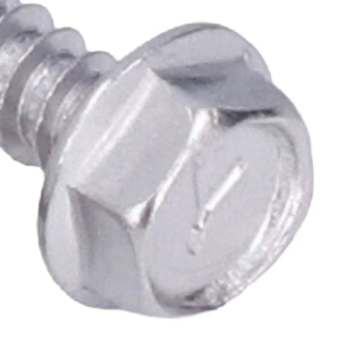 Close-up of hex head in Stainless Steel Self Tapping Screws Kit With Hex Drive For Quick Furniture Repair And Home Installations