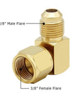 Beefy Brass 90 Degree Flare Elbow Fittings Three Eighths Inch Female Swivel To Three Eighths Inch Male Flare Connectors Heavy Duty Gas Line Fittings For Olympian Low Pressure Heaters Two Pack, 3/8 male flare to female flare brass elbow