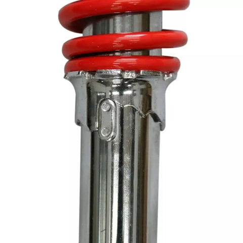 Close-up of Two Pack Front Adjustable Shock Absorbers for 150cc and 250cc Go Karts, red spring detail, five position damping.