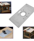 Top Shelf Aluminum Router Table Insert Plate For Butter Smooth Woodworking Cuts No Sweat Install Totally Bulletproof Build shiny silver finish with measuring guide.