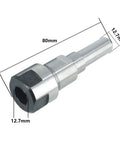 Premium 12.7Mm Diameter Shank Router Collet Extension Chuck Holder Adapter showing 80mm length and 12.7mm diameter.