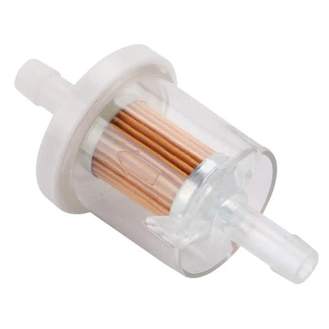 Close-up of 12 Pack 40 Micron One Quarter Inch Inline Fuel Filter For Small Engines Kawasaki FH430V FH451V FH500V Compatible