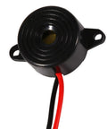 Close-up of DC 3 To 24V Piezo Buzzer Alarm with 100mm cable, showing transducer and mounting holes