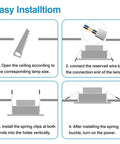 Instructional steps for installation of 10 Pack LED Recessed Downlight Kit Adjustable Spot Lamp High CRI98 4000K.
