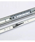 Heavy Duty 14 Inch Drawer Slides With Full Extension Side Mount Ball Bearings Telescoping Track System in silver with black end caps