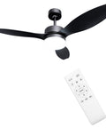 52 Inch Ceiling Fan With Remote And Light For Indoors Or Outdoors Black Ceiling Fan Light For Patio Kitchen Bedroom Nursery And Conference Energy Saving 6 Speed Motor shows ceiling fan and remote