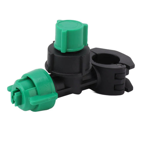 Farm Grade Agricultural Spray Nozzle With Uniform Spray And Water Saving Design For Crop Cultivation And Garden Plant Protection, Durable Fogging Nozzle Tips, Stainless Steel Anti Drip Construction in black and green plastic.