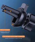 Close-up of the Reliable Wireless Phone Charger And Auto Clamp Mount For Chevrolet Volt Bolt Euv Blazer Ev, showing bold chuck and silicone cushion features.