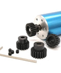 Close-up of 32P Pinion Gear Set 5Mm 32 Pitch 19T 20T 21T 22T RC Parts with metal pinions and hex key, for RC cars and trucks.