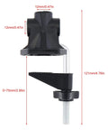 Universal Desk Clamp Mount Bracket for Mic Stands and Table Lamps, showing dimensions and aluminum alloy C clamp design
