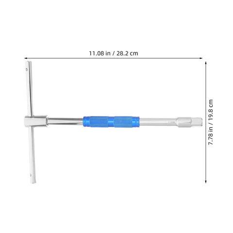 Heavy Duty Adjustable T Handle Hex Wrench Ratchet Socket Kit With Rock Solid Blue Grip And Zero Drama Operation For Serious Vehicle Repair And Garage Hustle, 11.08in long.