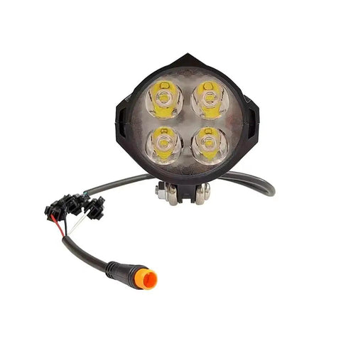 LED Front Headlight With Built In Horn For E Bike 4 LED Night Riding Waterproof 3 Pin Connector 36V 48V E Scooter Compatible Boss Level Visibility Durable Aluminum Housing With Easy Install Mount