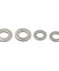 Flat Washer Set Stainless Steel 304 M1.6 M2 To M12 High Resilience Gasket Kit 50 Pcs Heavy Duty Metal Fasteners For Hardware Furniture Medical Equipment Rail And More, four silver washers