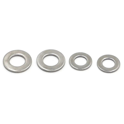 Flat Washer Set Stainless Steel 304 M1.6 M2 To M12 High Resilience Gasket Kit 50 Pcs Heavy Duty Metal Fasteners For Hardware Furniture Medical Equipment Rail And More, four silver washers