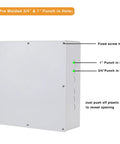 Side view of Heavy Duty 12 by 12 by 4 Inch PVC Junction Box With Pre Molded Three Quarter Inch and One Inch Knockouts Waterproof Outdoor