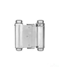Double Action Steel Spring Hinge Satin Chrome Value Pack for Doors Two Way Swing Fits Three Quarter to One and Three Eighths Inch Thick Doors Includes Twelve Wood Screws Safe Fifteen Pounds Per Hinge, image showing hinge details