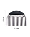 NULIZL front view: stainless steel crinkle cutter with black ergonomic handle, 6.5-inch kitchen vegetable knife