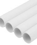Four Heavy Duty White Schedule 40 Pvc Pipes 1.5 Inch Diameter By 17 Inch Length Top Shelf Pvc Tubing viewed from above.