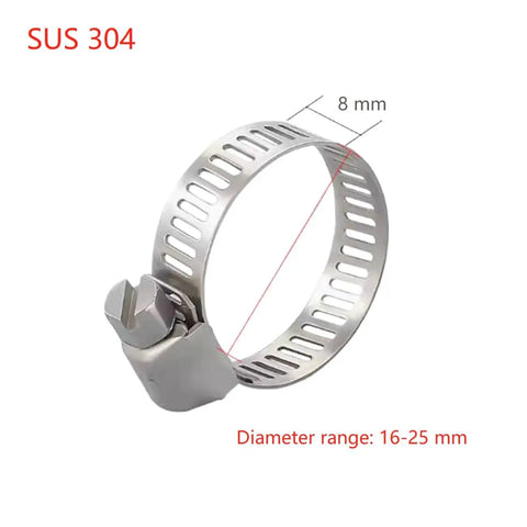 Stainless steel clamp SUS 304, 8mm width, diameter range 16-25mm, for Beefed Up Silicone Hose 16mm ID 3.28Ft Radiator Coolant Line.