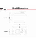 High Torque Metal Gear Servo With Dual Ball Bearings 3 Pole Motor schematic dimensions