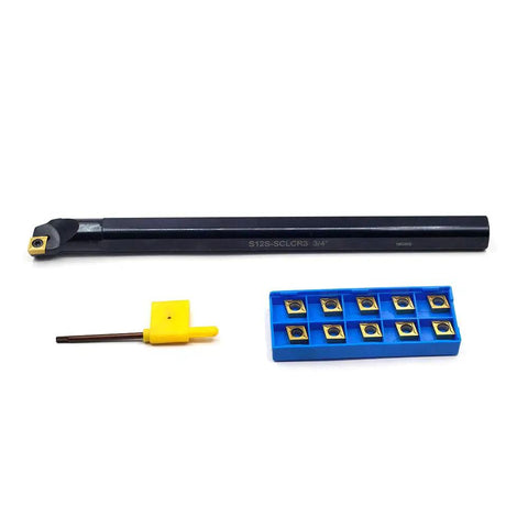 Three Quarters Inch By Ten Inch Solid Carbide Indexable Boring Bar With Ten Carbide Inserts For Right Hand Turning Heavy Duty Tool