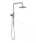 All In One Rain Shower Head With Handheld Spray Brushed Nickel 8 Inch Rain Head And Magnetic Handheld Sprayer Hose With Individual On Off Control 1.8 GPM Easy Retrofit No Fuss Install
