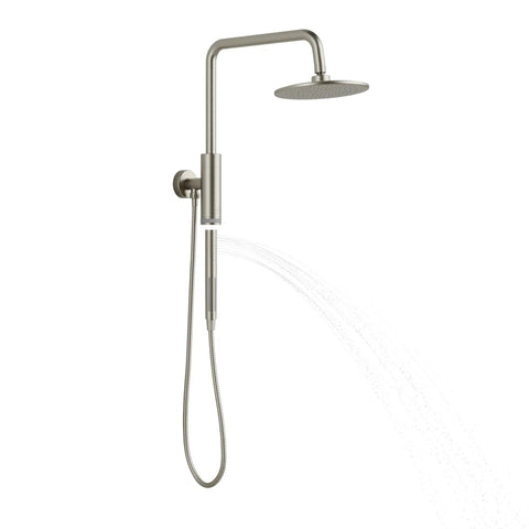 All In One Rain Shower Head With Handheld Spray Brushed Nickel 8 Inch Rain Head And Magnetic Handheld Sprayer Hose With Individual On Off Control 1.8 GPM Easy Retrofit No Fuss Install