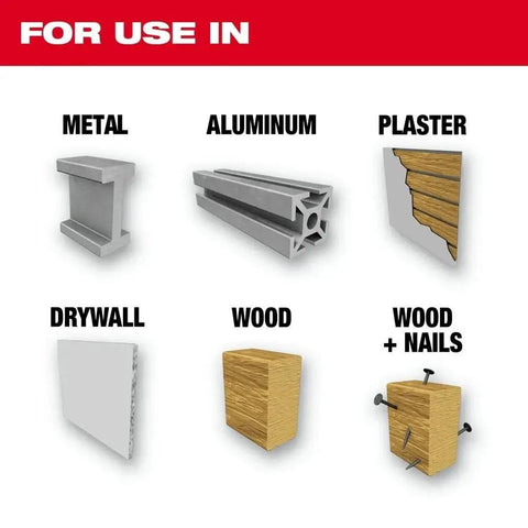 Awesome Milwaukee Style Hex Shank Hole Saw Kit With 9 General Purpose Cutting Bits Made From Tough 8 Percent Cobalt For Extra Wear Resistance And Rip Guard Teeth Plus Plug Jack For Fast Debris Removal On Any Hardwood Or Metal Job for metal, wood, drywall