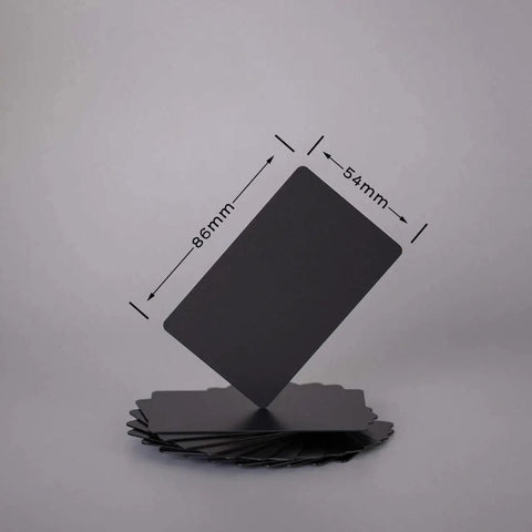 Pro Grade Thick Black Anodized Aluminum Business Cards 86x54mm 0.8mm Thick Set Of 15 With Frosted Protector Sleeves