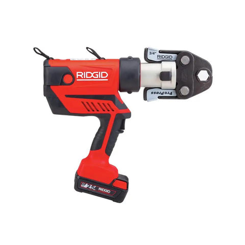 RP 350 ProPress Pressing Tool And Battery Kit with 18 Volt Battery, showing side view of tool with MegaPress Jaw.