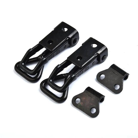 Beefy Toggle Clamp For Cabinets, Doors, Lockers, Boxes And Vehicles, Adjustable Mounting, 220 Lb Holding Power, Durable Steel Hasp Catch Clip, Easy Install, Versatile Latch Solution, 2-pack black steel
