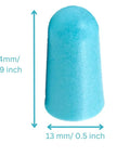 Bulk Pack Of Two Hundred Premium Foam Earplugs, blue foam, 0.9 inch height and 0.5 inch diameter for sound blocking.