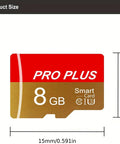 8GB TF Card With Adapter, High Speed UHS-I C10 A1 Micro SD Memory Card with dimensions, 15mm by 11mm, red and gold design.