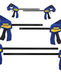 Image of six One Handed Mini Bar Clamps 6 Pack For Woodworking Quick Release Non Marring Pads Converts To Spreader Up To 140 Lbs Clamp Force