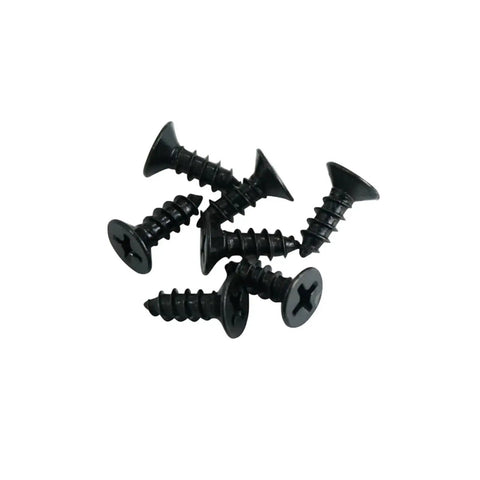 Premium Miniature Self Tapping Screws Solid Steel Countersunk Flat Head Phillips Drive Black Fastener Batch For Electronics And Diy Projects, close-up of screws.