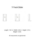 Dimensional drawing of T-Track Slider Stop Block For Woodworking Jigs And Saw Accessories, showing front, top, and side views.