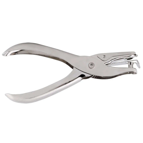 Silver One-Hand Lever Action Paper Punch 6mm Circle Cutter for Crafts and Scrapbooking, lightweight, easy-use tool for home and office.