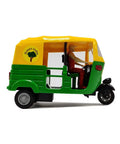 Ace Handcrafted Miniature Auto Rickshaw Desk Model Sporting Vivid Yellow And Green Finish As A Vintage Tuk Tuk Collectible Showpiece for home decor.