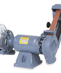 Heavy Duty Bench Grinder And Belt Sander Rig Featuring Tough Cast Iron Build And Badass One Point Five Horsepower Motor Ready For Grind Day Workshop Tasks, showcasing grinding wheel and sander belt.