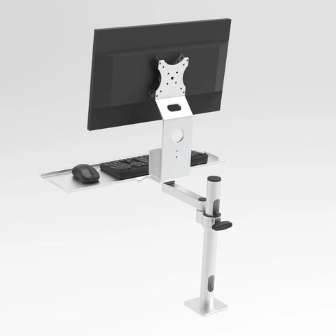Heavy Duty Monitor And Keyboard Desk Mount System Aluminum Alloy Articulating Arm with adjustable arm and mouse pad.